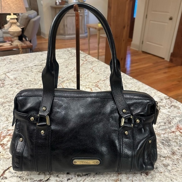 Cole Haan vintage black genuine leather purse bag shoulder straps western moto - Picture 14 of 16